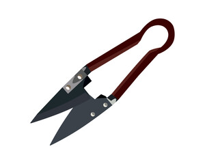Vector Illustration of Pruning Shears, Garden Tools Flower Scissors isolated on white background. Gardening hand tools