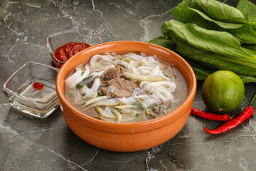 Vietnamese soup Pho Bo with beef