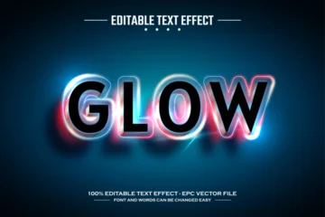 Fotobehang Glow 3D editable text effect template © Difoni