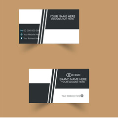 Black and white simple double-sided creative business card template. Portrait and landscape orientation. Horizontal and vertical layout. Vector illustration