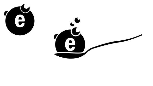 Vitamin E symbol, black isolated silhouette