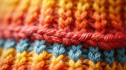 Fototapeta premium Close-up texture of multicolored knitted fabric.