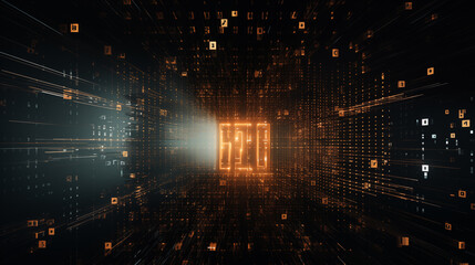 Fototapeta premium Binary code lock, security and privacy code for protection, digital technology abstraction. Abstract background of futuristic technology