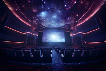 A theater space with plush carpeting - obrazy, fototapety, plakaty