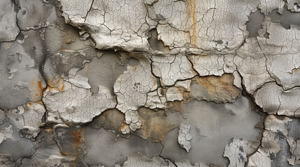 Cracked and peeling gray wall texture.
