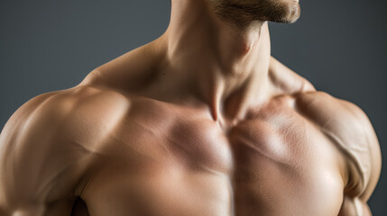 Obraz premium Detailed view of a muscular male torso.