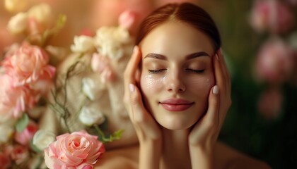 Obraz na płótnie Canvas Beautiful girl doing facial spa massage