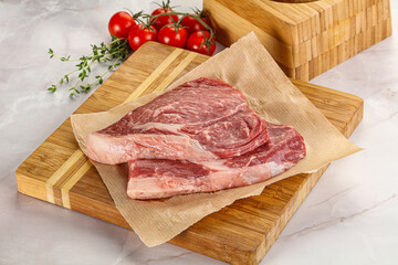 Uncooked raw beef steak for grill
