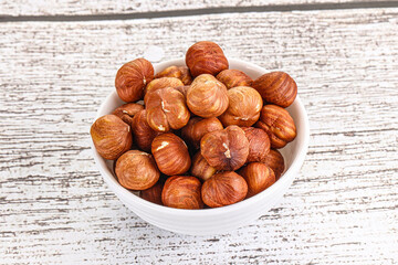 Heap of raw natural hazelnut