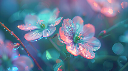 Delicate, small flowers of blue and pink

