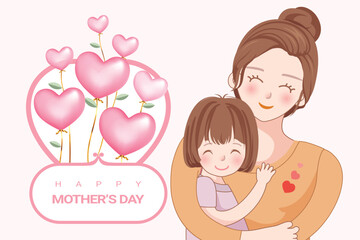 Card on mothers day mother holding baby vector for happy mothers day background