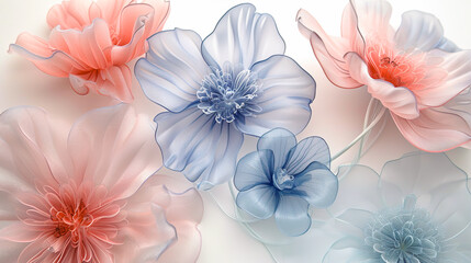 Glass colors of red and blue on a white background
