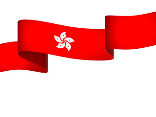 Hong Kong flag element design national independence day banner ribbon png
