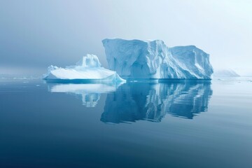 A lone iceberg stands in calm Antarctic waters, a silent sentinel in the cold, blue expanse.