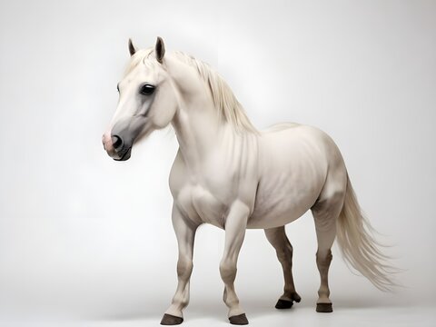 white horse isolated on white background, generative ai