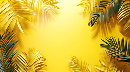Fototapeta na wymiar Palm leaves on isolated background, copy space, generative ai