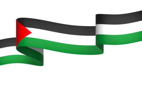 Palestine flag element design national independence day banner ribbon png

