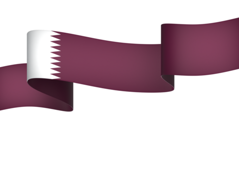 Qatar flag element design national independence day banner ribbon png

