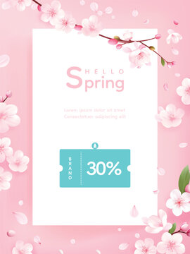 Fototapeta Hello spring vector background with flowers
