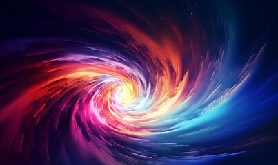 Fototapeta premium Colorful vortex energy, cosmic spiral waves, multicolor swirls explosion. Abstract futuristic digital background. Generative Ai
