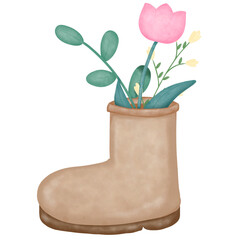Cute Tulips in Boot clipart