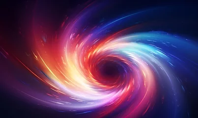 Türaufkleber Colorful vortex energy, cosmic spiral waves, multicolor swirls explosion. Abstract futuristic digital background. Generative Ai © Handz