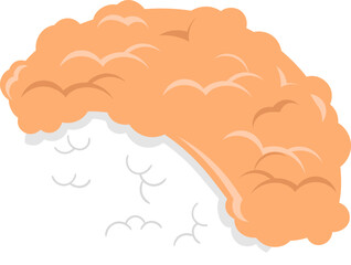 illustration of a Japanese food icon, sushi rice balls with crispy pork