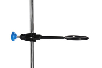 Retort stand with clamp isolated on white