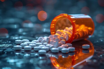 Urgency in Healthcare: Spilled Pills from Prescription Bottle