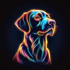 Labrador retriever. Neon outline icon with a light effect