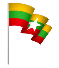 Myanmar flag element design national independence day banner ribbon png
