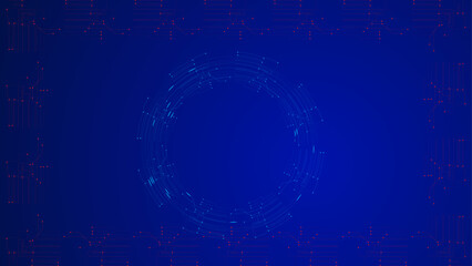 Artificial Intelligence or big data futuristic concept background. Abstract circuit board with random colorful circle dot lines