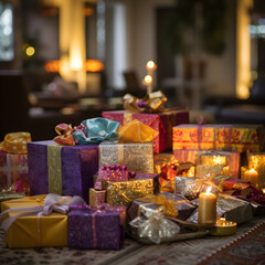 Naklejka na ściany i meble Exquisite Display of Eid Gifts: A Fusion of Tradition and Modernity Illuminated in Celebration