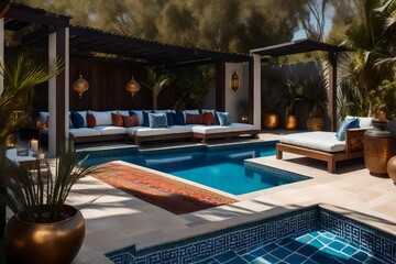 Transform your backyard into a Moroccan paradise with a swimming pool that embodies the essence of Moroccan style. 