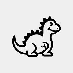 a dinosaur drawn in black and white with a white background