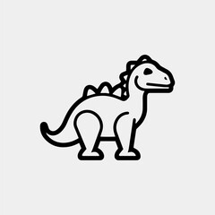 a dinosaur drawn in black and white with a white background