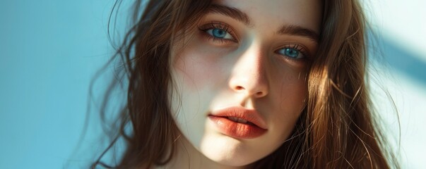Fototapeta premium Portrait of beautiful young girl in exterior background