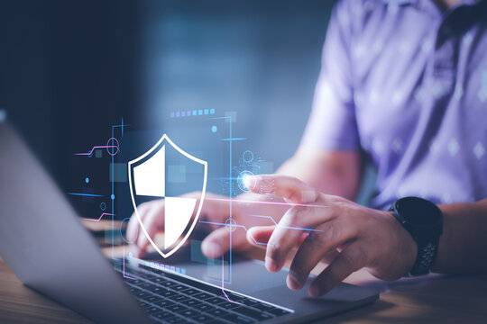 Cybersecurity and privacy concepts to protect data. Lock icon and internet network security technology. Businessman protecting personal data on internet, virtual screen interfaces. cyber security. - Powered by Adobe
