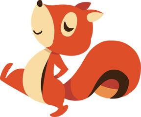 手描きのかわいいリスキャラクター17　(散歩ポーズ)