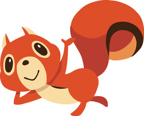 手描きのかわいいリスキャラクター14　(ごろ寝で返事ポーズ)