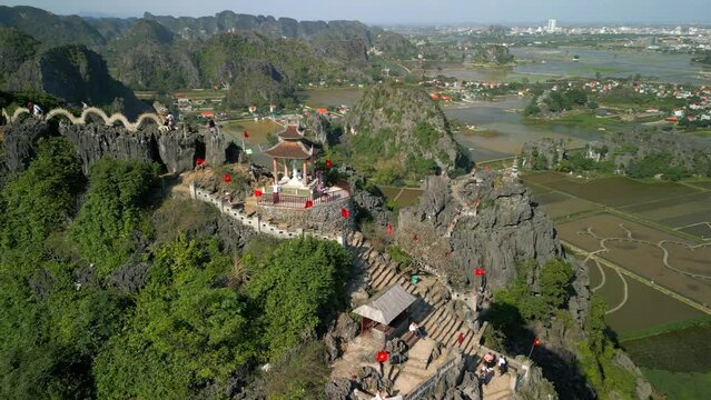 Aerial view of Hang Mua viewpoint in Ninh Binh, Vietnam.