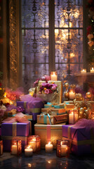 Fototapeta na wymiar Exquisite Display of Eid Gifts: A Fusion of Tradition and Modernity Illuminated in Celebration