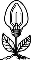 Bulb plant concepts line art logo 