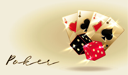 Casino vip banner with poker cards, vector illustration