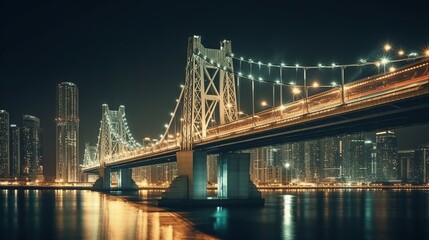 Fototapeta na wymiar big bridge with panoramic viem at night.