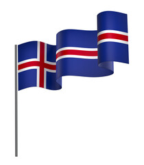Iceland flag element design national independence day banner ribbon png
