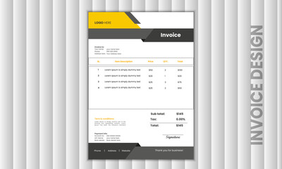 Professional business unique and creative invoice design template
