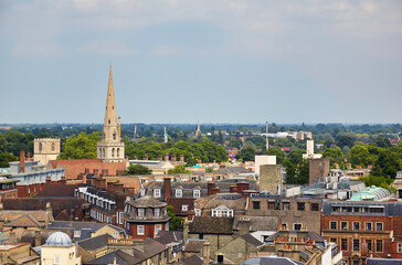 The view from the St Mary the Great church to the central Cambridge quarters. England