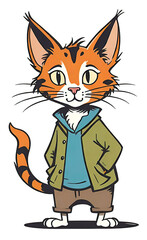 Fototapeta premium vector illustration, flat logo of cute cat vector icon, primitive childish doodle isolated on white background, favorite pets,