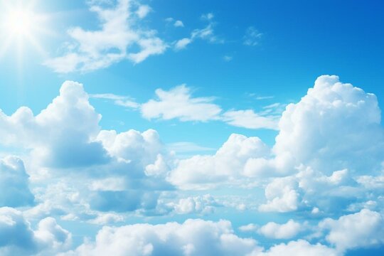 An image showing a cloudy blue sky. Generative AI